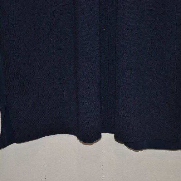 Vince Women L Wool V Neck 2 Side Pocket Pullover Navy Blue Stretch Sweater Dress - Picture 2 of 11